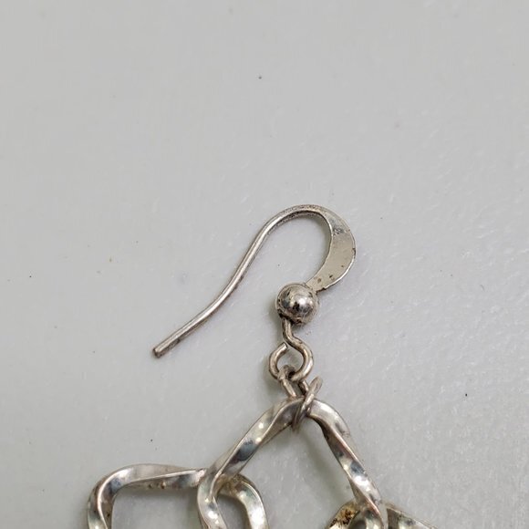 Floral Earrings Silver Tone Twist Rhinestone Dangl - Picture 5 of 11